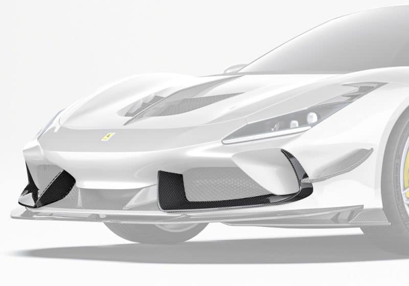 Ferrari F8 front grille boasting Carbon Fiber Front Air Intakes for upgraded elegance and airflow optimization