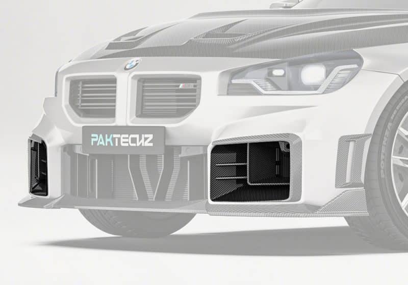 BMW M2 G87 outfitted with Carbon Fiber Front Air Ducts, showcasing their seamless integration into the front bumper for a sporty and aerodynamic look