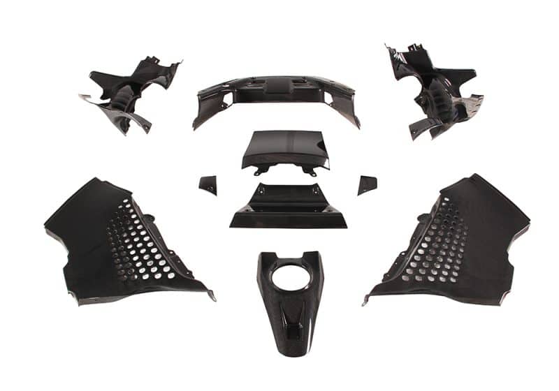 Ferrari SF90 engine bay enhanced with Carbon Fiber Stradale Engine Bay Covers for a sleek and race-inspired look