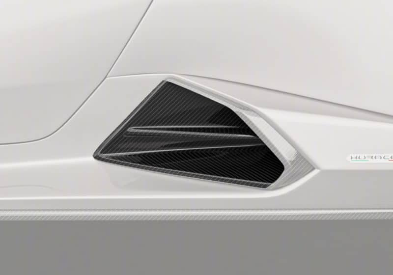 Lamborghini Huracan EVO RWD featuring Carbon Fiber Side Skirt Vent Trims seamlessly installed for a sporty and bold look