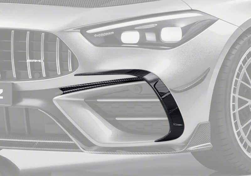 The Benz AMG CLE53 styled with precision-engineered carbon fiber front canards for a more aggressive and aerodynamic front-end appearance